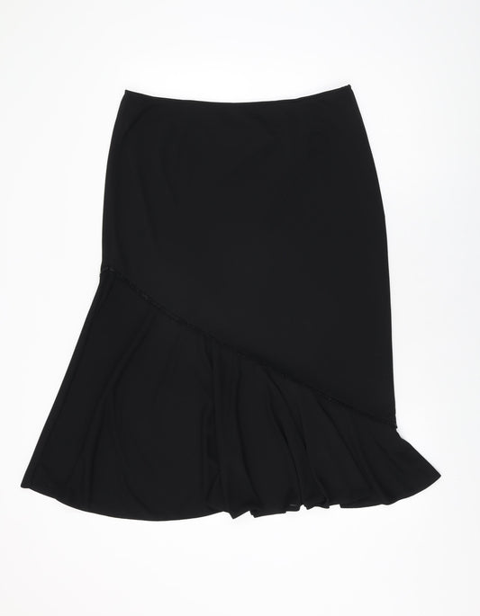 Bonmarché Womens Black Polyester Flare Skirt Size 16 Zip