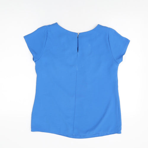 Wallis Womens Blue Polyester Basic Blouse Size 10 Round Neck