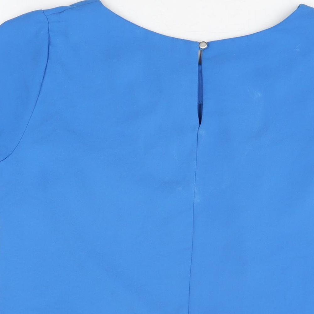 Wallis Womens Blue Polyester Basic Blouse Size 10 Round Neck