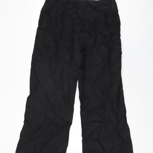 Phase Eight Womens Black Linen Trousers Size 10 L29 in Regular Zip