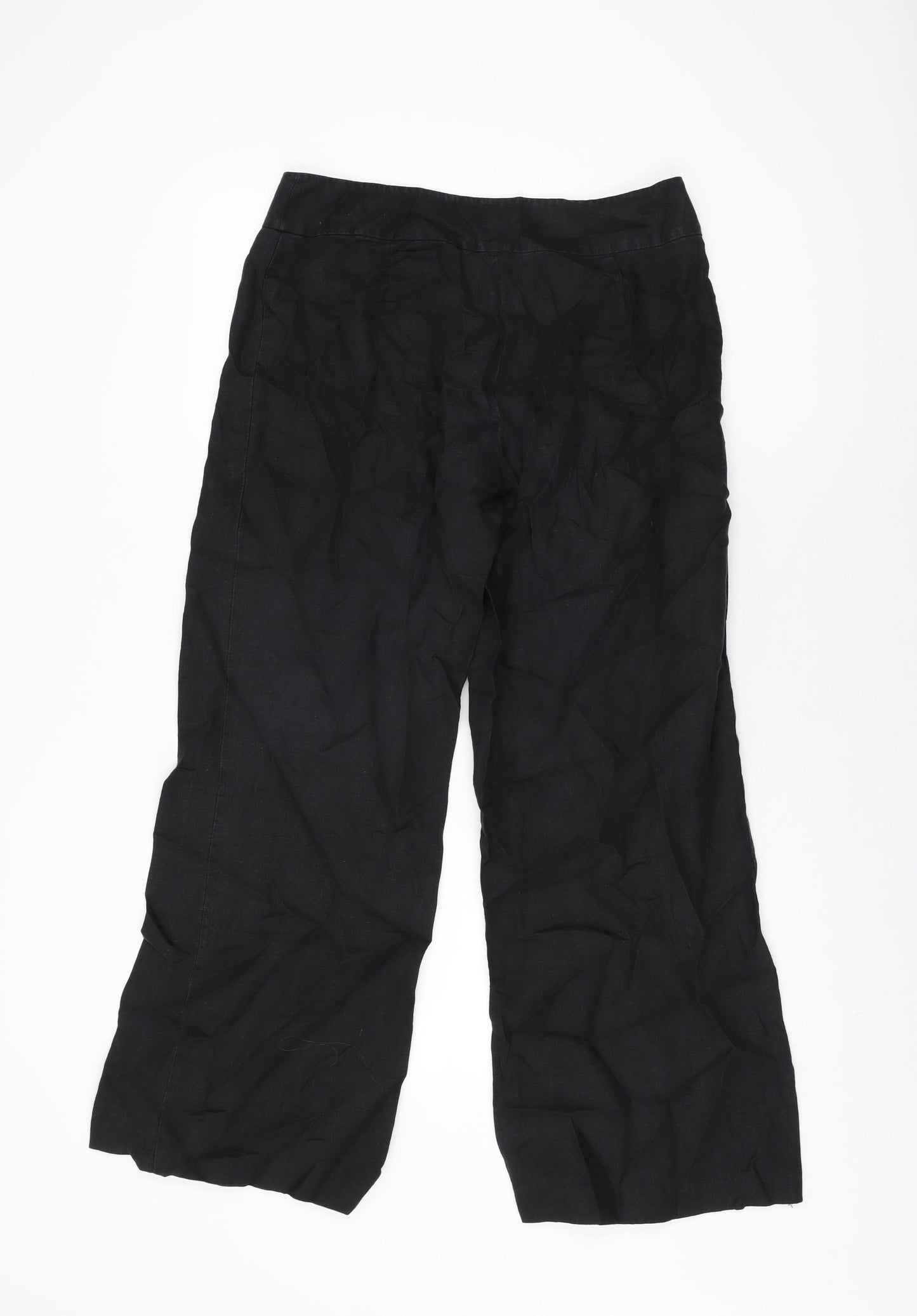 Phase Eight Womens Black Linen Trousers Size 10 L29 in Regular Zip