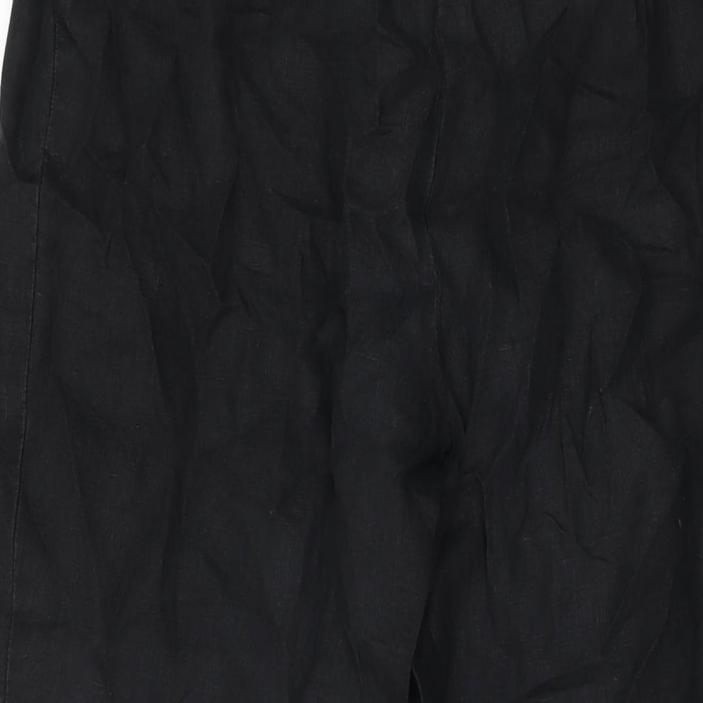 Phase Eight Womens Black Linen Trousers Size 10 L29 in Regular Zip