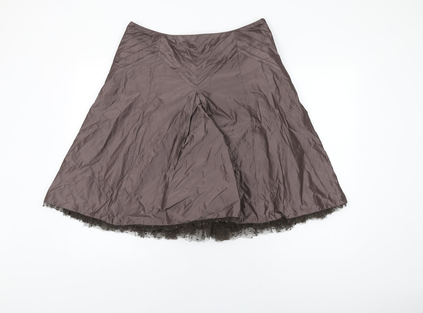 Karen Millen Womens Brown Polyester Swing Skirt Size 14 Zip