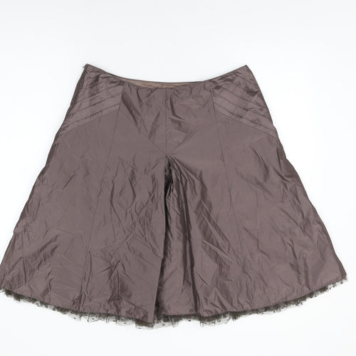 Karen Millen Womens Brown Polyester Swing Skirt Size 14 Zip