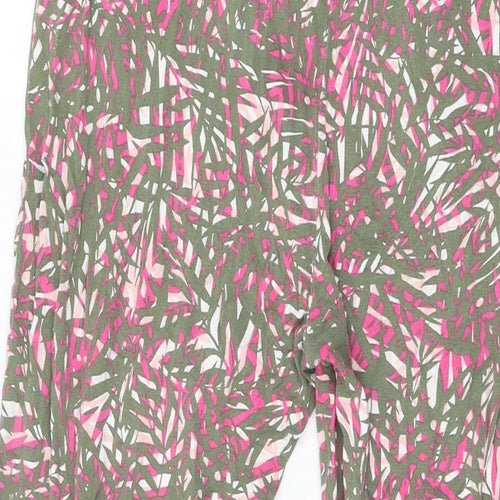 Marks and Spencer Womens Multicoloured Geometric Viscose Trousers Size 14 L28.5 in Regular