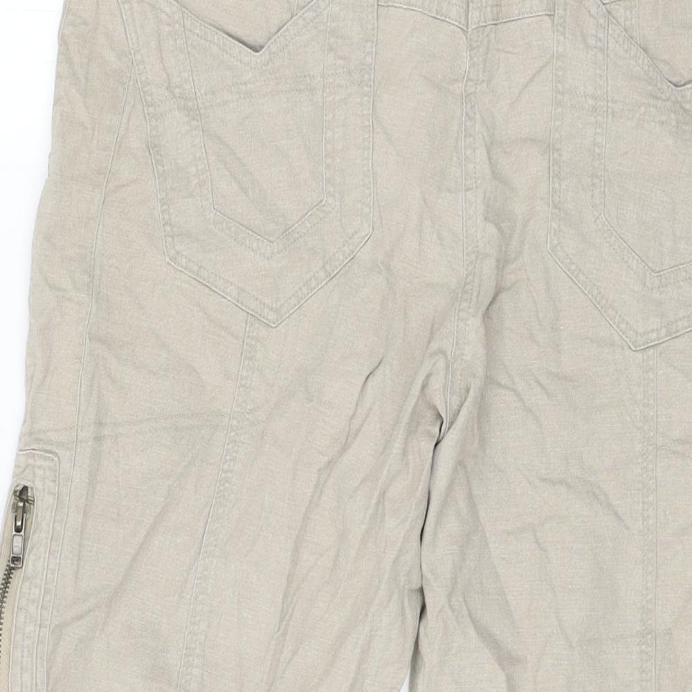 Pilot Womens Beige Linen Trousers Size 10 L23 in Regular Zip