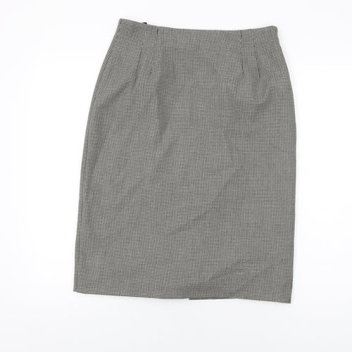 Marks and Spencer Womens Grey Geometric Polyester Straight & Pencil Skirt Size 14 Zip - Houndstooth