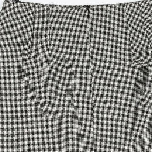 Marks and Spencer Womens Grey Geometric Polyester Straight & Pencil Skirt Size 14 Zip - Houndstooth