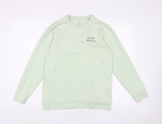 Jack Wills Womens Green Cotton Pullover Sweatshirt Size 12 Pullover