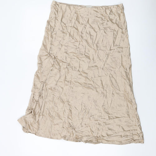 Marks and Spencer Womens Beige Viscose A-Line Skirt Size 14