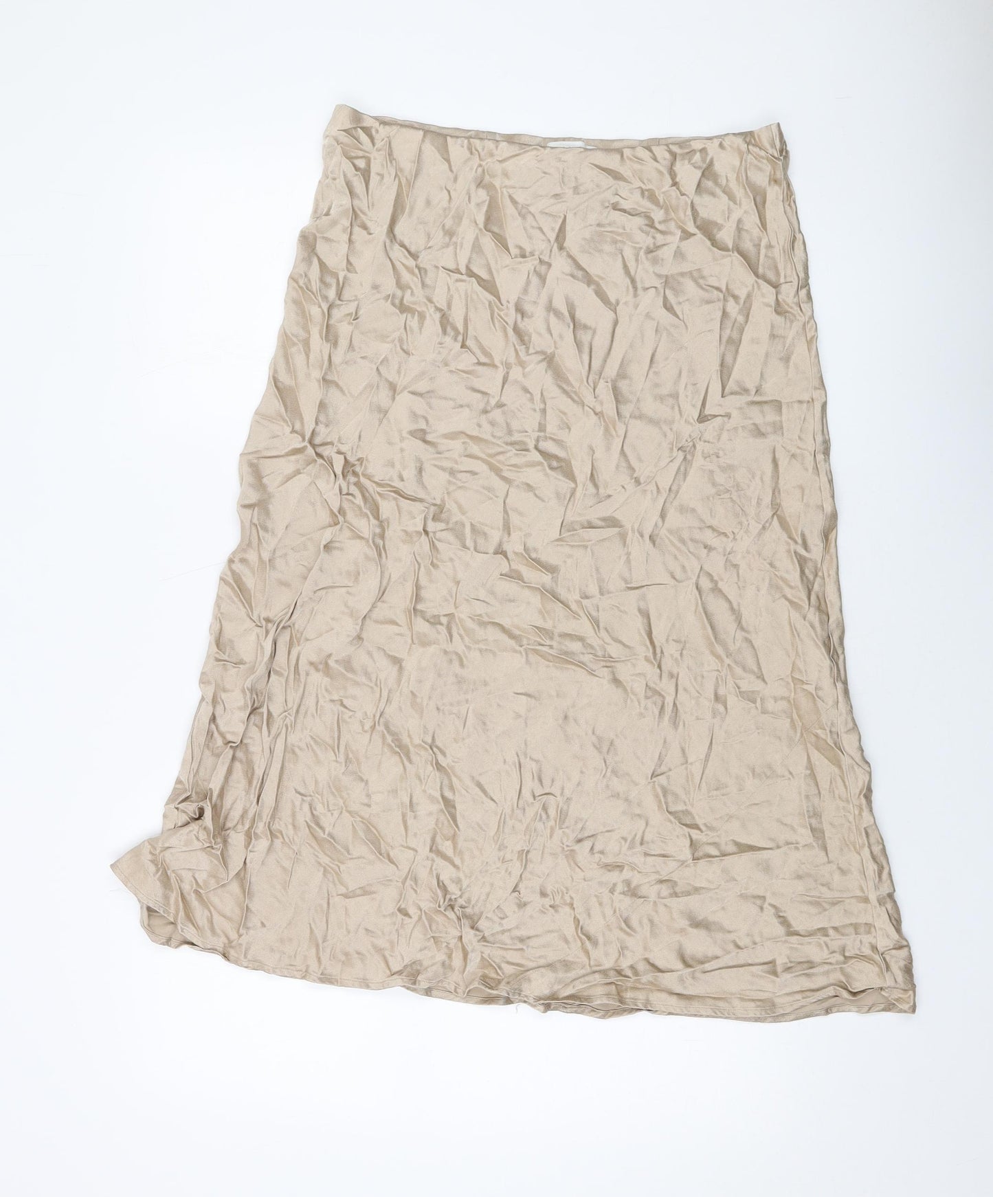 Marks and Spencer Womens Beige Viscose A-Line Skirt Size 14