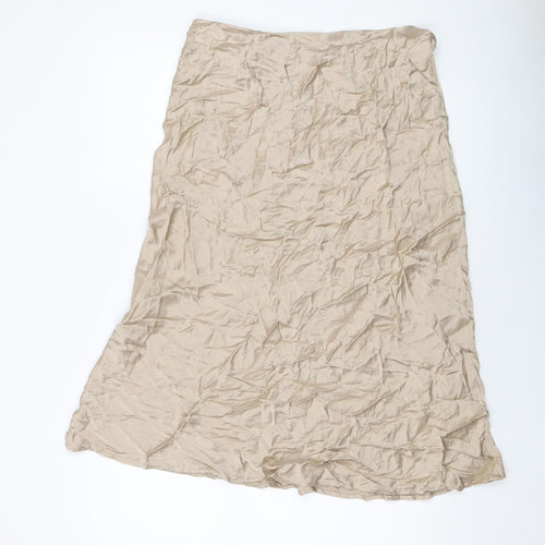 Marks and Spencer Womens Beige Viscose A-Line Skirt Size 14