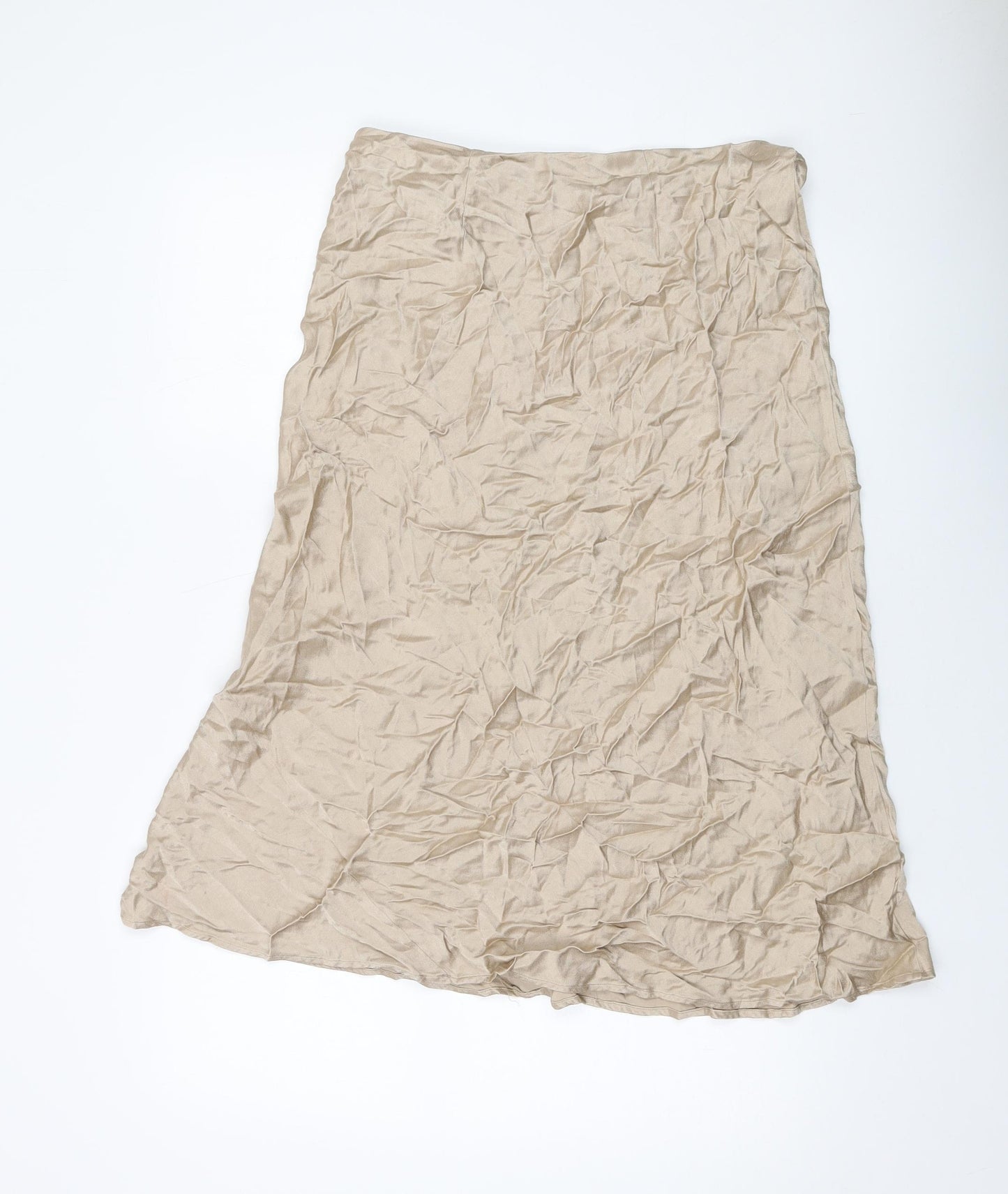 Marks and Spencer Womens Beige Viscose A-Line Skirt Size 14