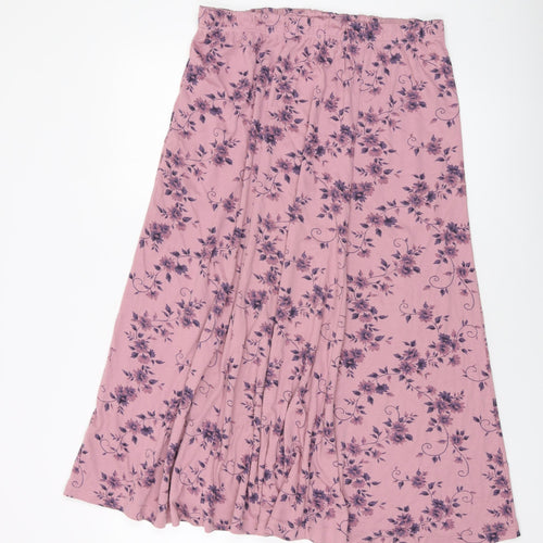 Class Womens Pink Floral Polyester A-Line Skirt Size 18