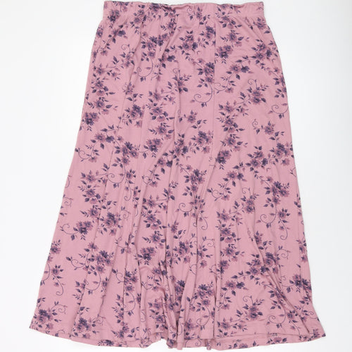 Class Womens Pink Floral Polyester A-Line Skirt Size 18