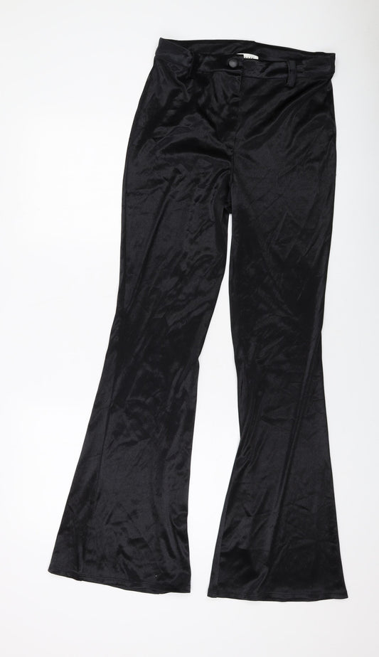 Topshop Womens Black Polyester Trousers Size 12 L32 in Regular Button