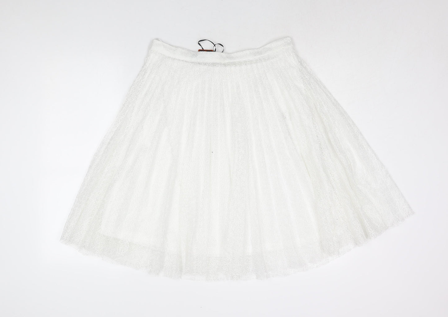 QED London Womens White Polyester Pleated Skirt Size 14 Zip