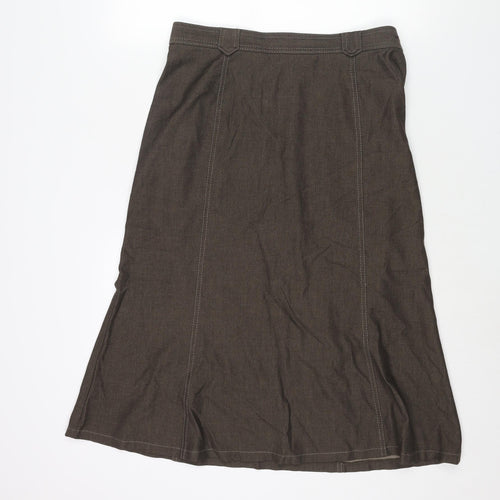 Marks and Spencer Womens Brown Polyester A-Line Skirt Size 14 Zip