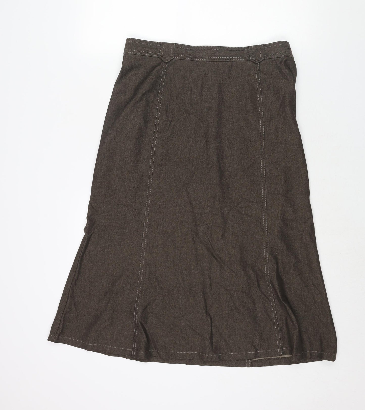 Marks and Spencer Womens Brown Polyester A-Line Skirt Size 14 Zip