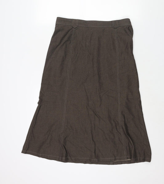 Marks and Spencer Womens Brown Polyester A-Line Skirt Size 14 Zip