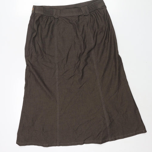 Marks and Spencer Womens Brown Polyester A-Line Skirt Size 14 Zip