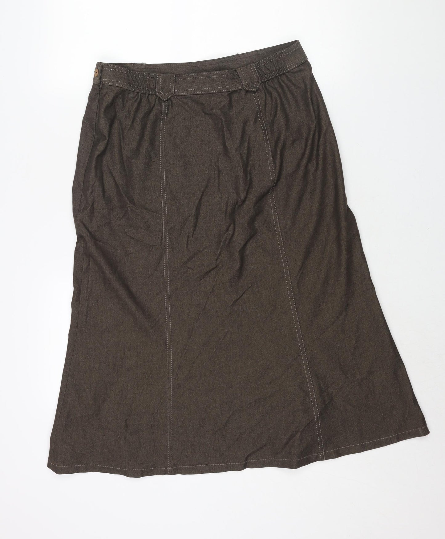 Marks and Spencer Womens Brown Polyester A-Line Skirt Size 14 Zip