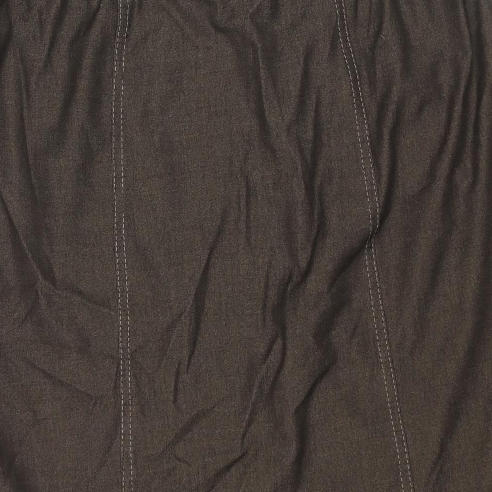 Marks and Spencer Womens Brown Polyester A-Line Skirt Size 14 Zip