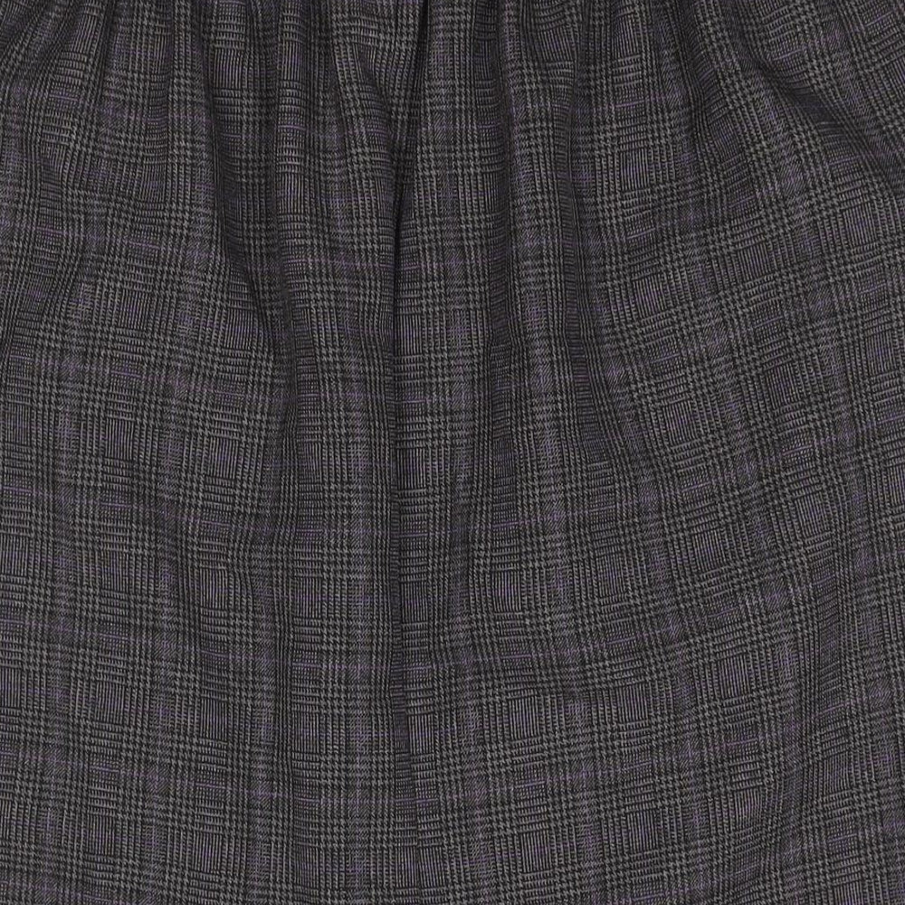 Bonmarché Womens Grey Check Polyester Straight & Pencil Skirt Size 14 - Belt Buckle Detail Elasticated Waist