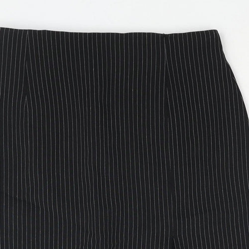 Bay Trading Company Womens Black Striped Polyester Straight & Pencil Skirt Size 14 Zip - Front Slit