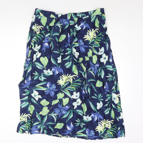 OPUS Womens Blue Floral Polyester A-Line Skirt Size 18 - Elasticated Waist