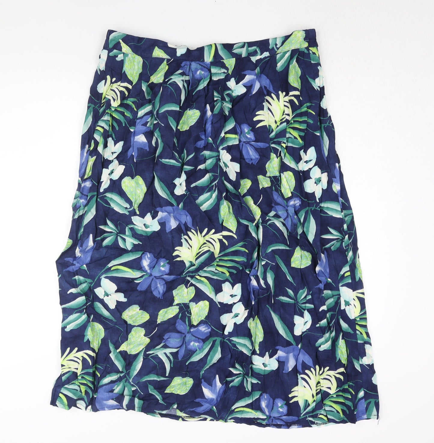 OPUS Womens Blue Floral Polyester A-Line Skirt Size 18 - Elasticated Waist