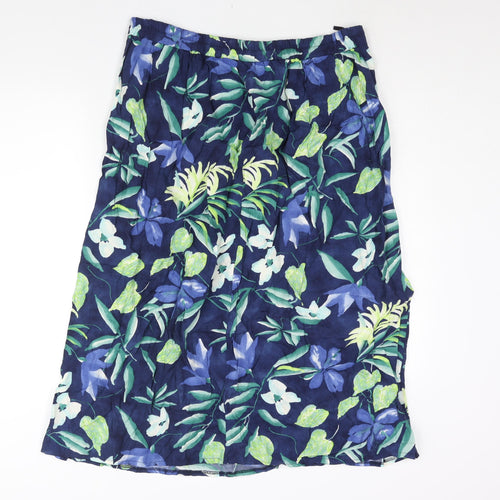 OPUS Womens Blue Floral Polyester A-Line Skirt Size 18 - Elasticated Waist