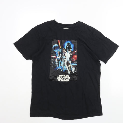 Star Wars Mens Black Polyester T-Shirt Size M Crew Neck - Star Wars Print