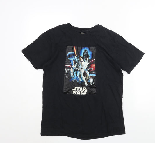 Star Wars Mens Black Polyester T-Shirt Size M Crew Neck - Star Wars Print