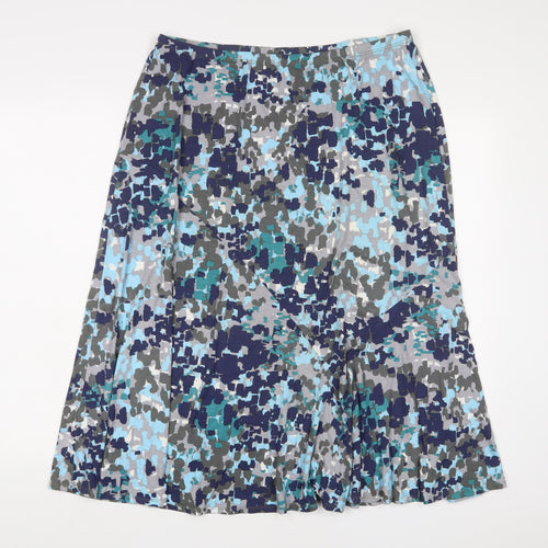 Marks and Spencer Womens Blue Geometric Viscose A-Line Skirt Size 18