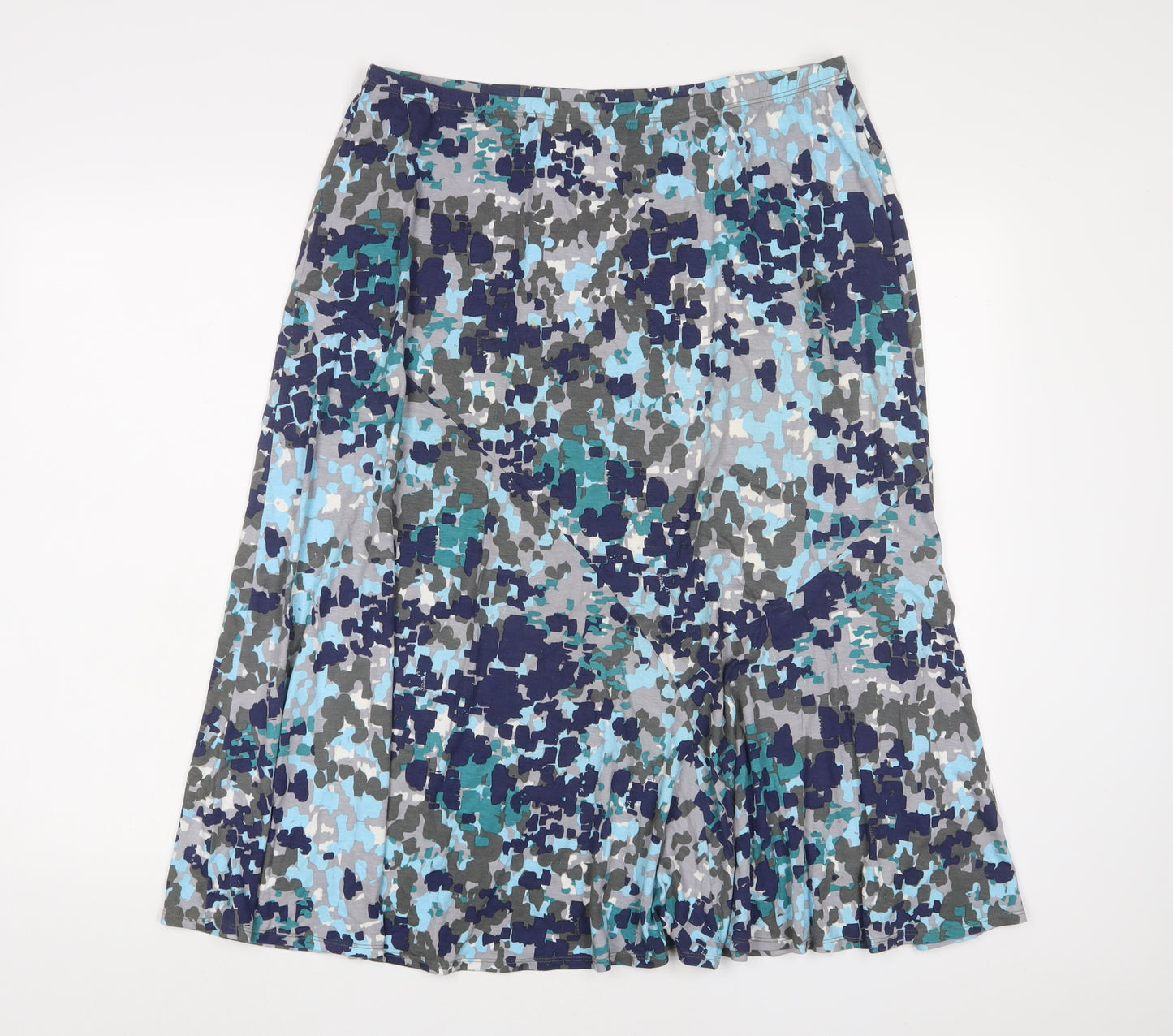 Marks and Spencer Womens Blue Geometric Viscose A-Line Skirt Size 18