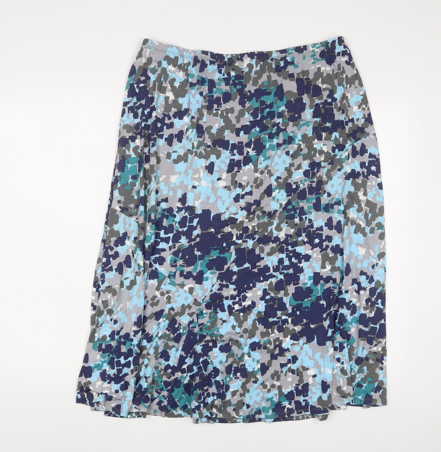 Marks and Spencer Womens Blue Geometric Viscose A-Line Skirt Size 18