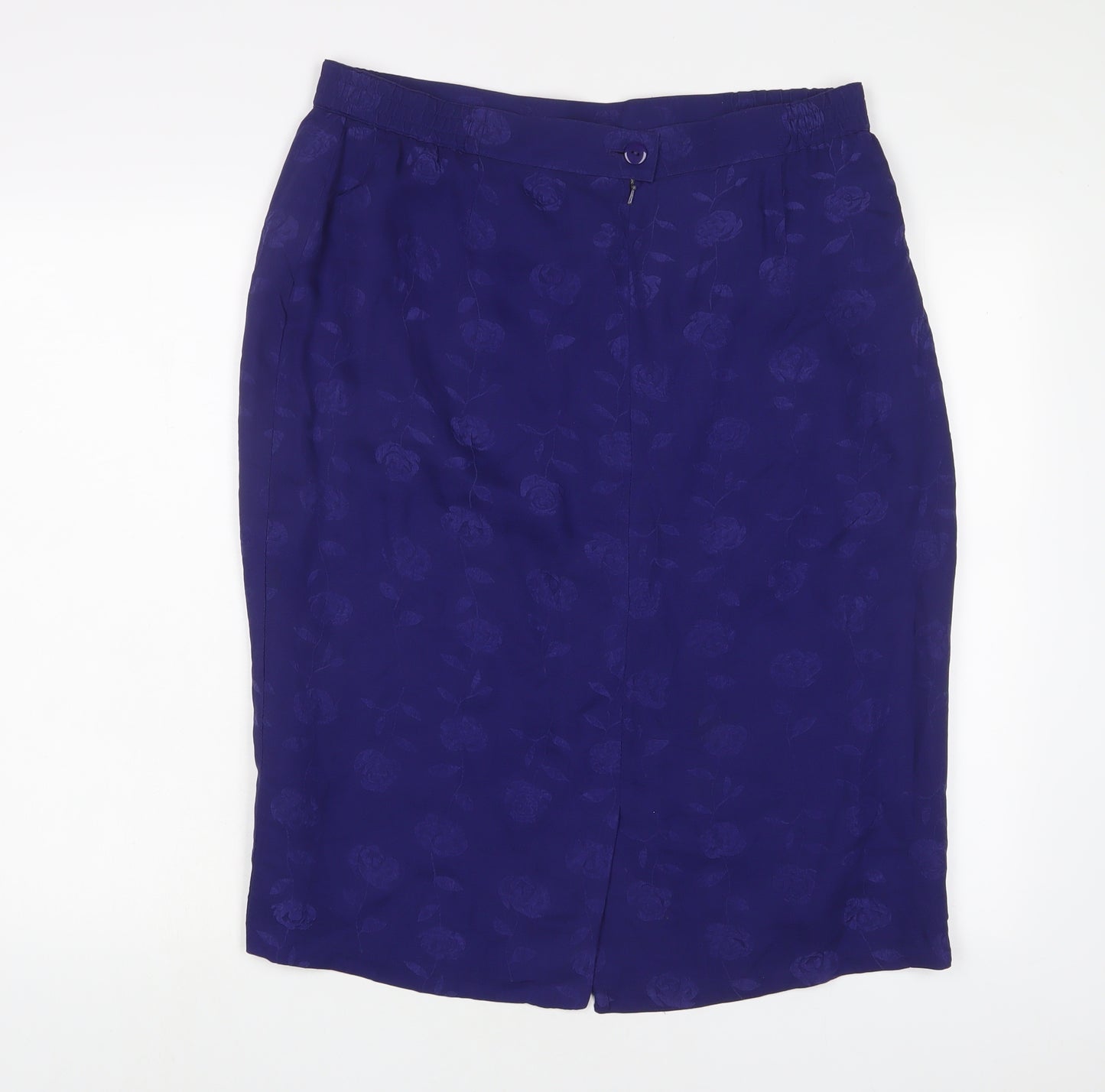 Fink Womens Purple Floral Silk A-Line Skirt Size 18 Zip