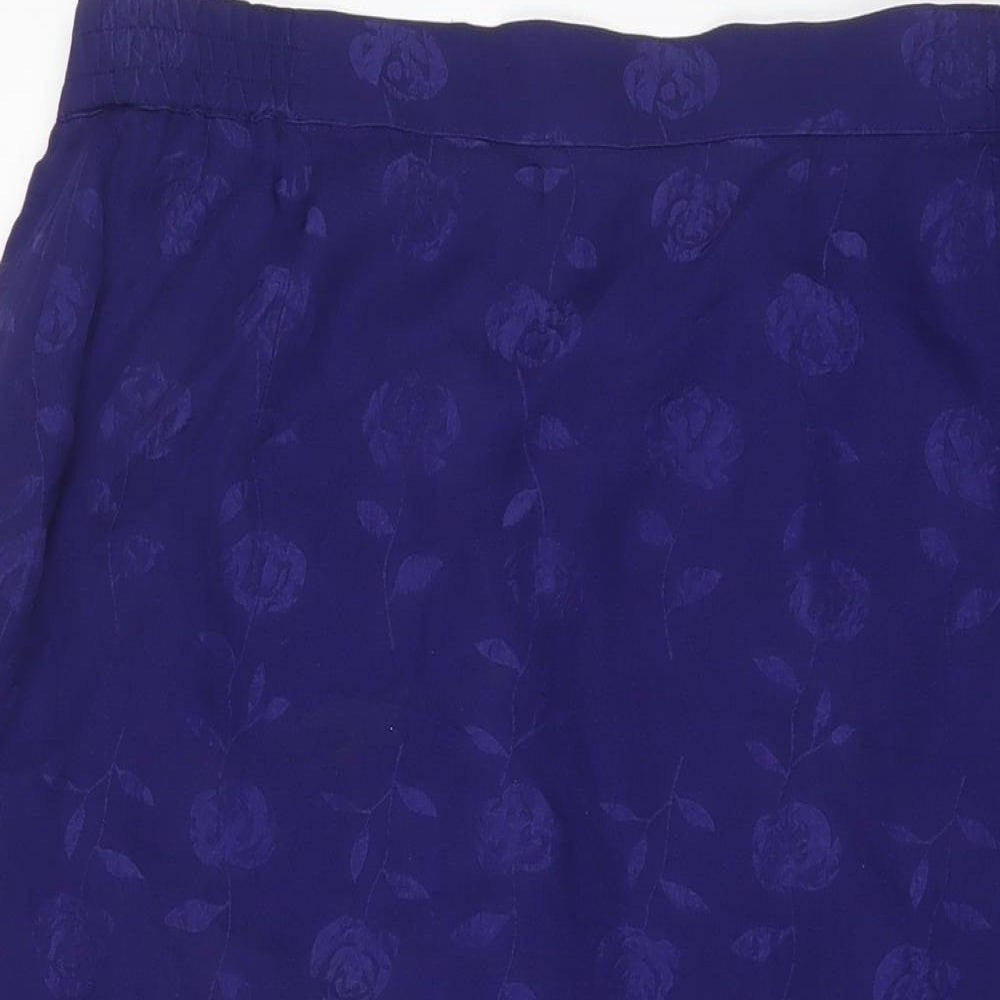 Fink Womens Purple Floral Silk A-Line Skirt Size 18 Zip