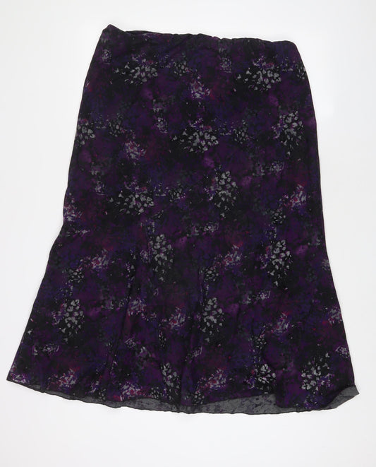 Per Una Womens Purple Geometric Polyester A-Line Skirt Size 16