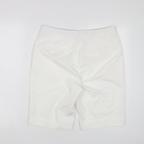 Marks and Spencer Womens White Cotton Bermuda Shorts Size 14 L11 in Regular Hook & Eye