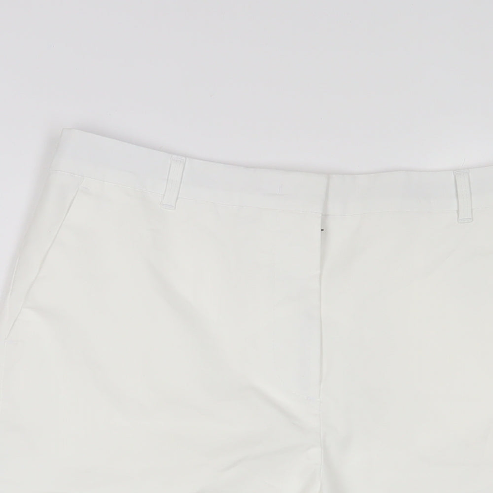 Marks and Spencer Womens White Cotton Bermuda Shorts Size 14 L11 in Regular Hook & Eye