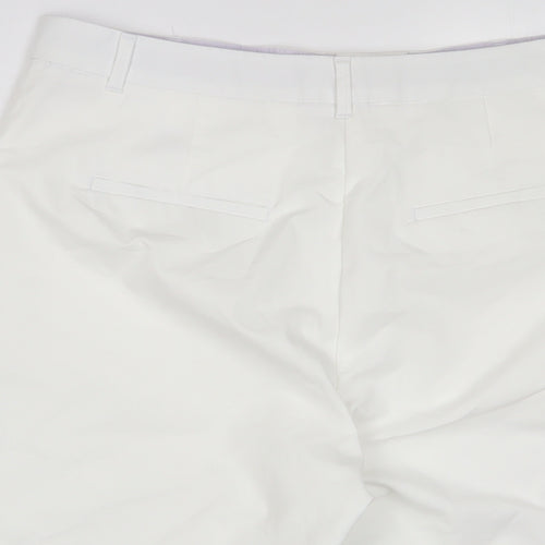 Marks and Spencer Womens White Cotton Bermuda Shorts Size 14 L11 in Regular Hook & Eye