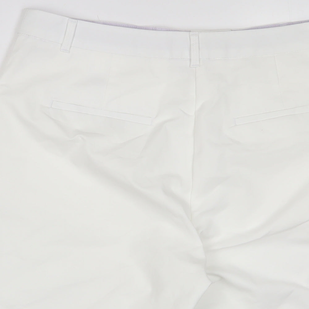 Marks and Spencer Womens White Cotton Bermuda Shorts Size 14 L11 in Regular Hook & Eye