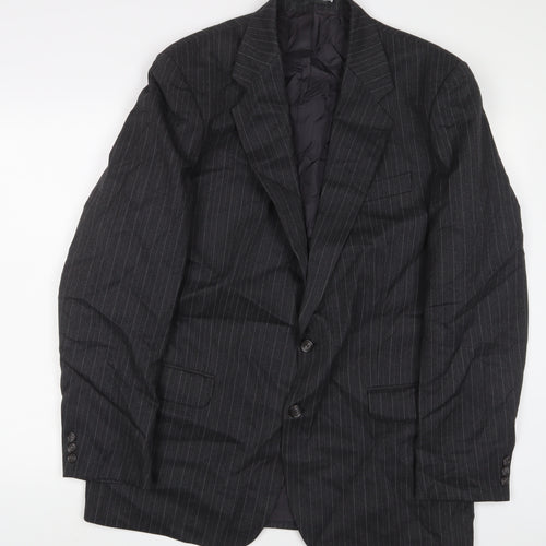 St Michael Mens Grey Striped Wool Jacket Suit Jacket Size 42 Regular