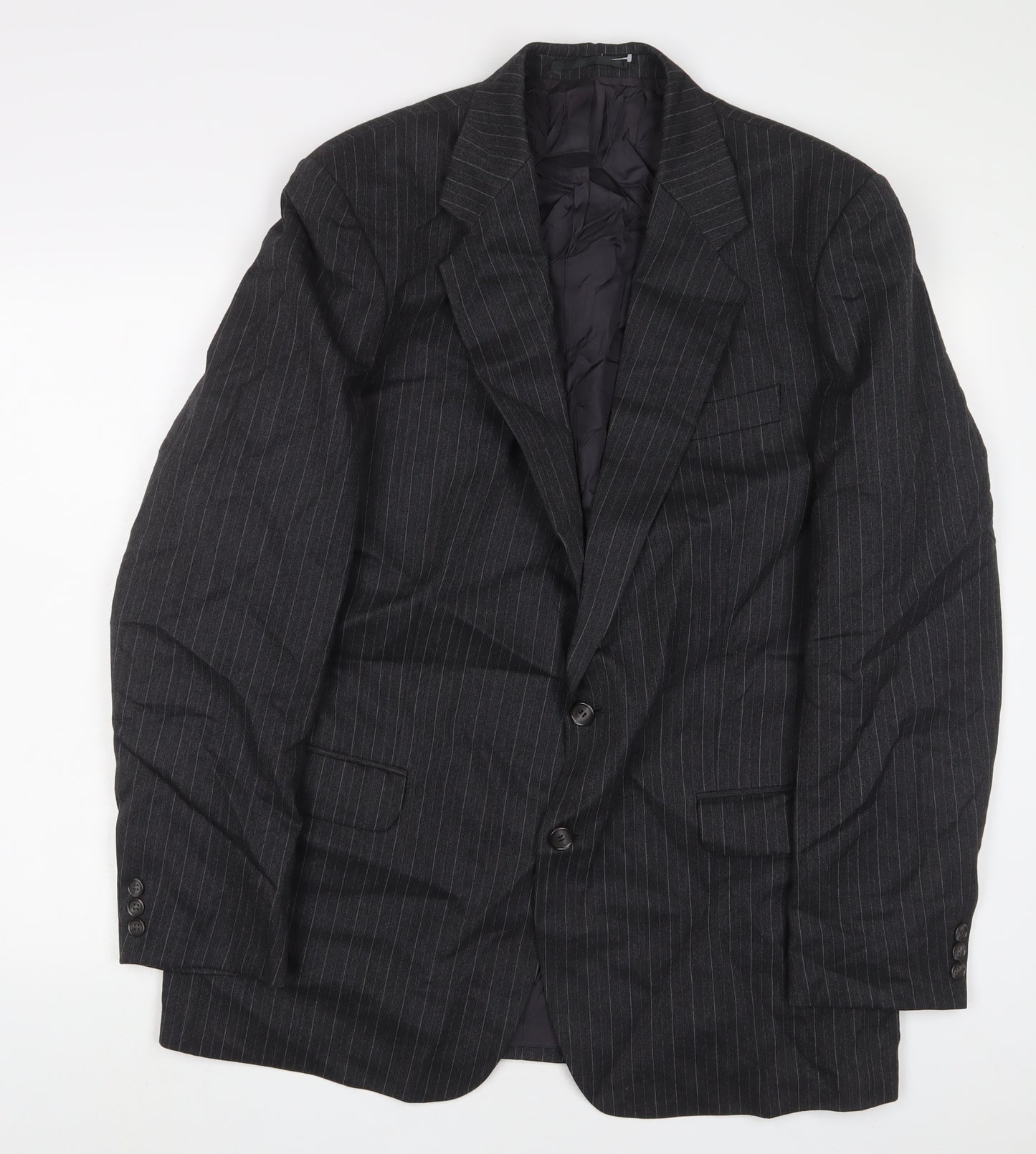 St Michael Mens Grey Striped Wool Jacket Suit Jacket Size 42 Regular