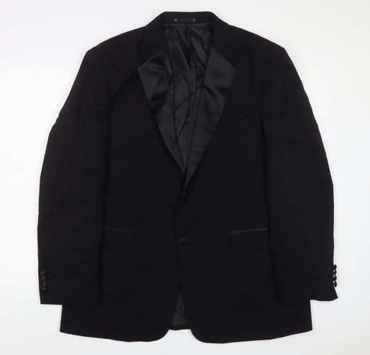 Moss Bros Mens Black Wool Jacket Suit Jacket Size 44 Regular