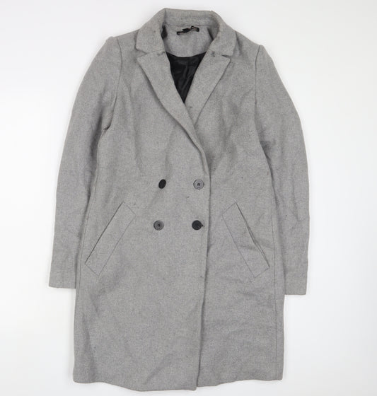 Zara Womens Grey Overcoat Coat Size S Button