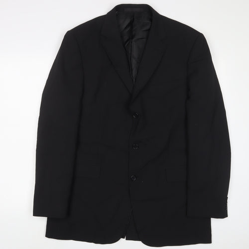 Marks and Spencer Mens Black Wool Jacket Suit Jacket Size 42 Regular