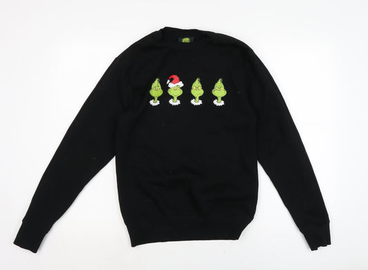 The Grinch Mens Black Cotton Pullover Sweatshirt Size XS